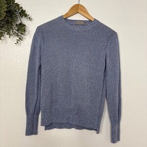EVERLANE Crew Neck Knit Sweater Blue  Textured Pullover Women's XS